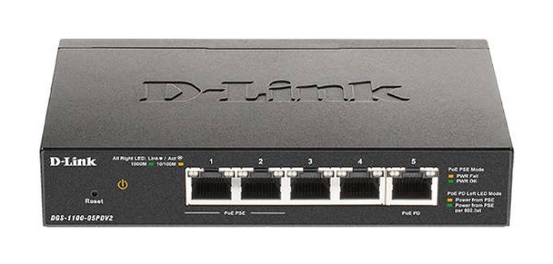 D-link dgs-1100-05pdv2 5-port gigabit smart managed switch | 2 poe ports | 18w, , medium-null