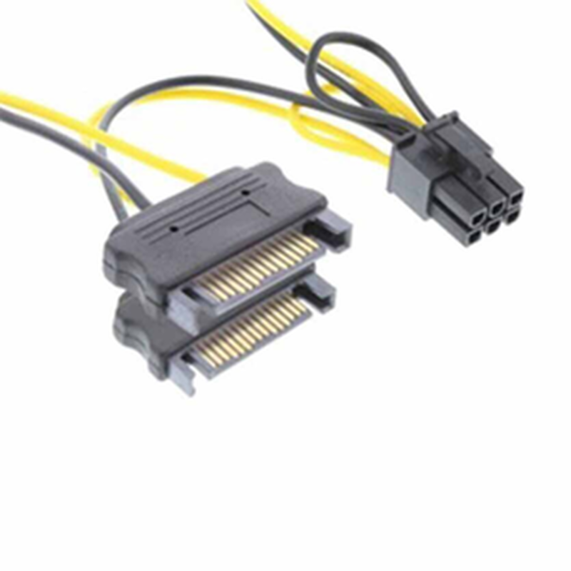26628b power adapter 2xsata to 6pin for pcie graphics card 0,15m inline, , medium-null