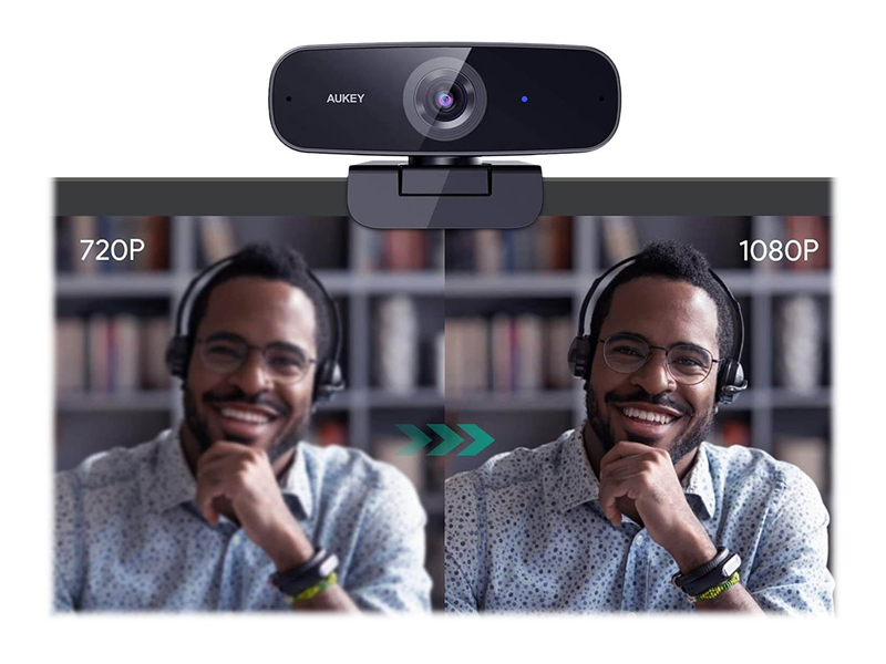 Aukey pc-w3 - webcam - colour - 2 mp - 1920 x 1080 - 1080p - fixed focal - audio - USB, , medium-null