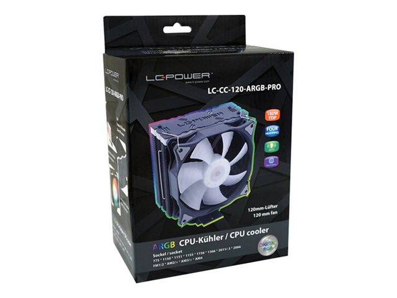 Lc-power lc-cc-120-argb-pro cosmo cool single-tower CPU cooler 180w argb 120mm pwm fan intel AMD am5 black-null