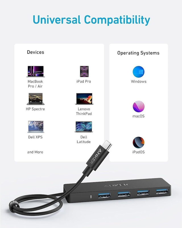 Anker work hub USB-c 4-ports black, , medium-null
