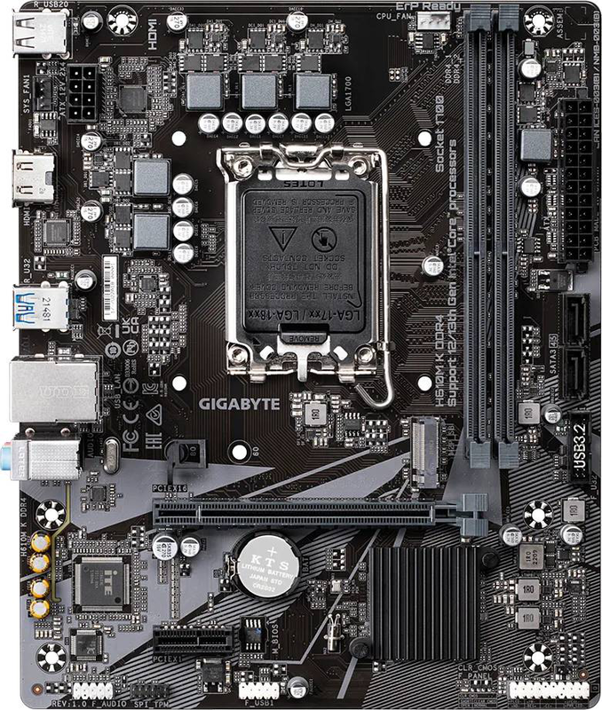 Gigabyte h610m k ddr4 micro-atx motherboard lga 1700 intel h610 pcie 4.0 x16 m.2 HDMI gbe lan black-null