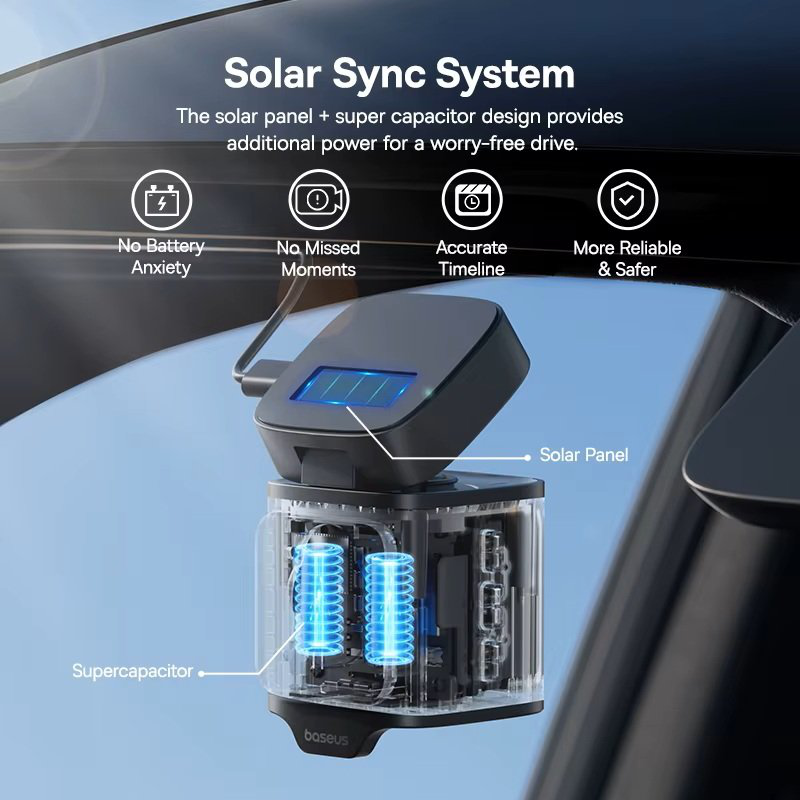 Baseus car dashcam front 3k gps+solar primetrip vd1 black, , medium-null