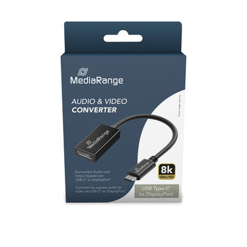 Mediarange USB Type-C&reg; to displayport&trade; audio and video converter, 20cm, black, , medium-null
