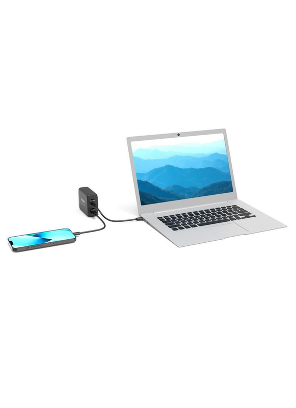 Port connect 120w gan USB-c charger 900107 4-port 3x USB-c 1x USB-a pd qc 3.0 for laptops black-null