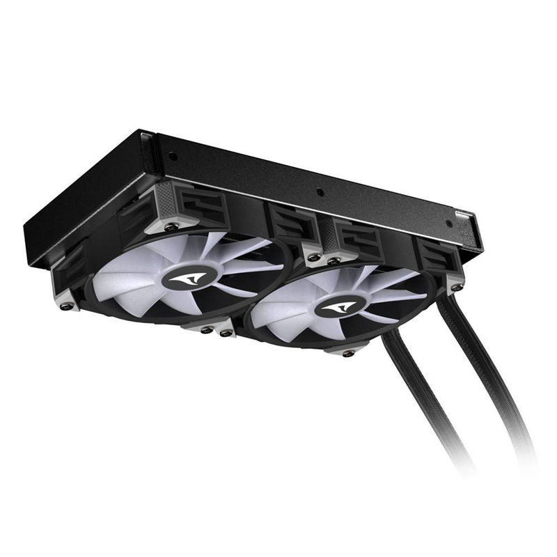Sharkoon s70 rgb black 240mm aio liquid CPU cooler dual 120mm addressable rgb fans copper base-null