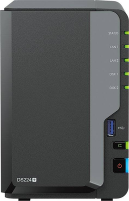 Synology diskstation ds224+ 2-bay diskless nas intel celeron j4125 quad-core 2GB ddr4 dual gigabit ethernet black, Black, medium