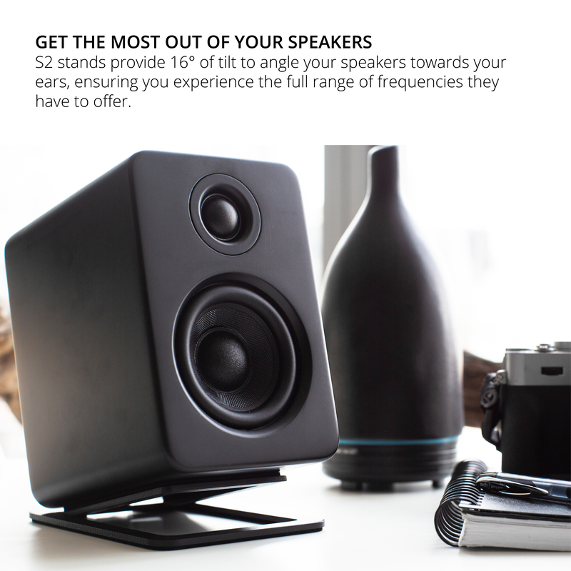 Kanto s2 angled desktop speaker stands for small speakers - black, pair-null