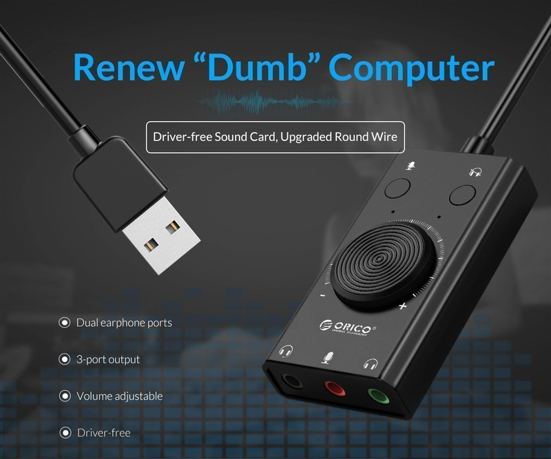 Orico converter USB-a to sound card with volume sc2, , medium-null