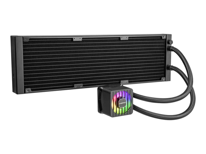 Enermax liqmaxflo 420 argb black 420mm aio liquid CPU cooler triple 140mm fans vrm fan copper base 420w tdp-null