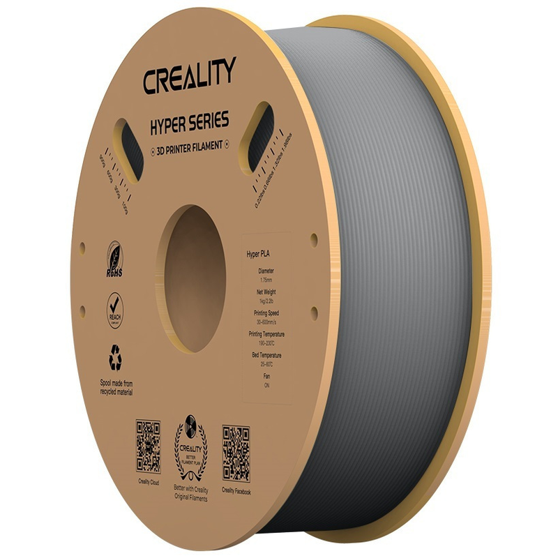 Creality hyper pla grey 3d printer filament glossy 1kg spool 1.75 mm-null