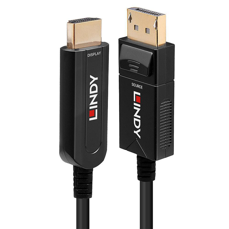 Lindy - adapter cable - displayport male to HDMI male - 20 m - hybrid copper/fibre optic - black - round, 4k support-null