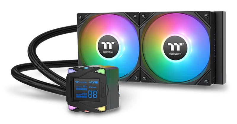 Thermaltake la240-s argb sync 240mm aio liquid CPU cooler black 2.4in lcd dual 120mm argb fans copper-null