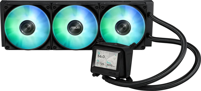 Asus max gaming lc 360 argb lcd 360mm aio liquid CPU cooler with 2.4in lcd and triple 120mm pwm fans black-null