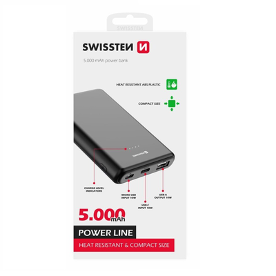 Swissten power line power bank 5000mAh 10w with 1 port, , medium