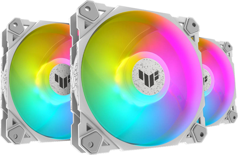 Asus tuf gaming tf120 argb white edition 120mm pwm case fan 3-pack 1900 rpm fluid dynamic bearing aura sync-null