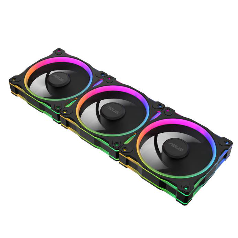 Asus prime mr120 argb reverse 120mm pwm case fan triple pack 1600rpm 58cfm 20 addressable rgb leds black-null