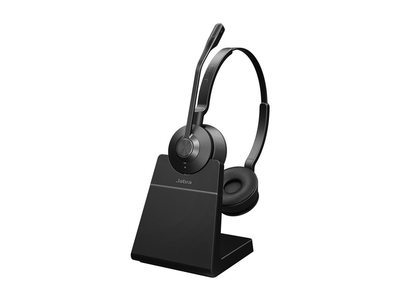 Jabra engage 55 se stereo uc on-ear dect wireless headset USB-a adapter charging stand 150m range safetone 2.0 black-null