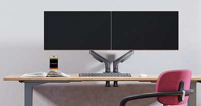 Nbmounts f160-b - dual arm gas desktop monitor mount, Black, medium