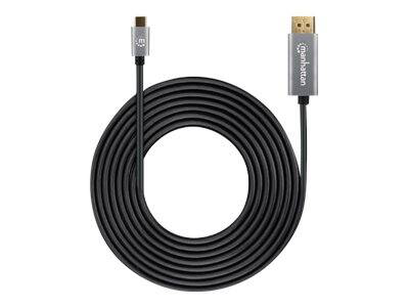 Manhattan USB-c to displayport 1.4 cable, 8k@60hz, 3m, male to male, black, three year warranty, polybag - USB / displayport adapter - USB-c (m) to displayport (m) - thunderbolt 3 / displayport 1.4 - 300 v - 3 m - 4k120hz support, 8k60hz support - black |-null