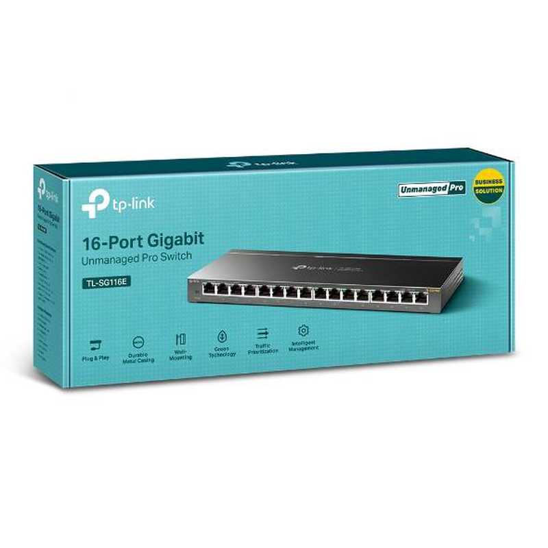 Tp-link tl-sg116e 16-port gigabit easy smart managed switch metal vlan qos desktop rackmount-null