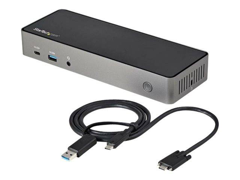Startech dk31c3hdpdue USB-c USB-a hybrid displaylink docking station triple 4k60 displayport HDMI 6x USB gbe 85w pd-null
