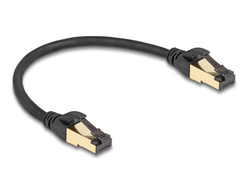 Delock / network cable / rj-45 (m) to rj-45 (m) / 30 cm / 6 mm / s/ftp / cat 6a / snagless, uv protection / black-null