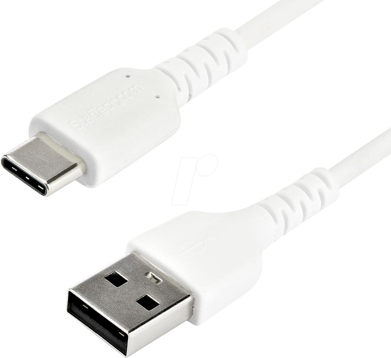 Startech.com 2m USB a to USB c charging cable, durable fast charge & sync USB 2.0 to USB type c data cord, rugged tpe jacket aramid fiber m/m 3a white, samsung s10, s20, ipad pro, pixel - heavy duty and rugged - USB cable - USB (m) straight to 24 pin-null