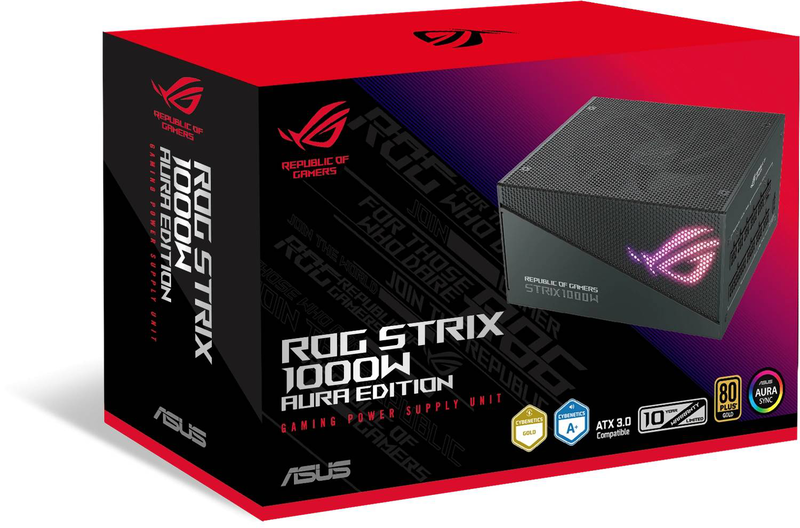 Asus rog strix 1000w gold aura edition 90ye00p1-b0na00 atx 3.0 fully modular power supply 80 plus gold argb black-null