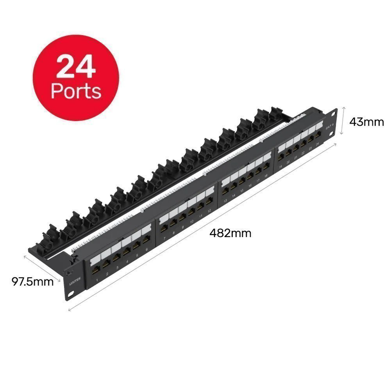 Product image: Unitek network 24-port cat6 utp patch panel t003a, , medium-null