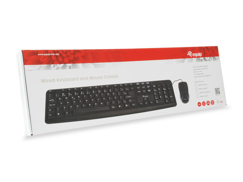 Equip life - keyboard and mouse set - USB - portuguese - black, , medium-null
