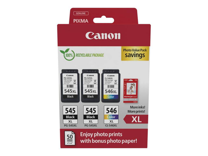 Canon pg-545 xl/cl-546xl photo value pack / 3-pack / black, colour (cyan, magenta, yellow) / original / ink cartridge / paper kit, , medium-null
