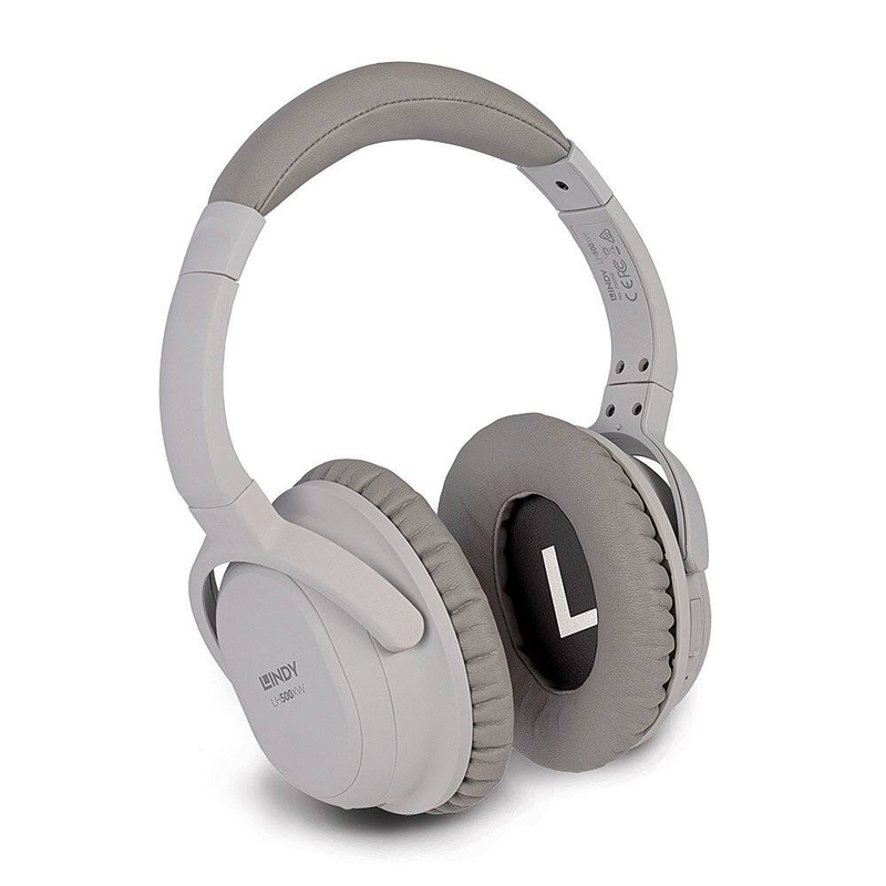 Lindy lh500xw wireless active noise cancelling headphones bluetooth aptx 40mm drivers 30h anc grey-null