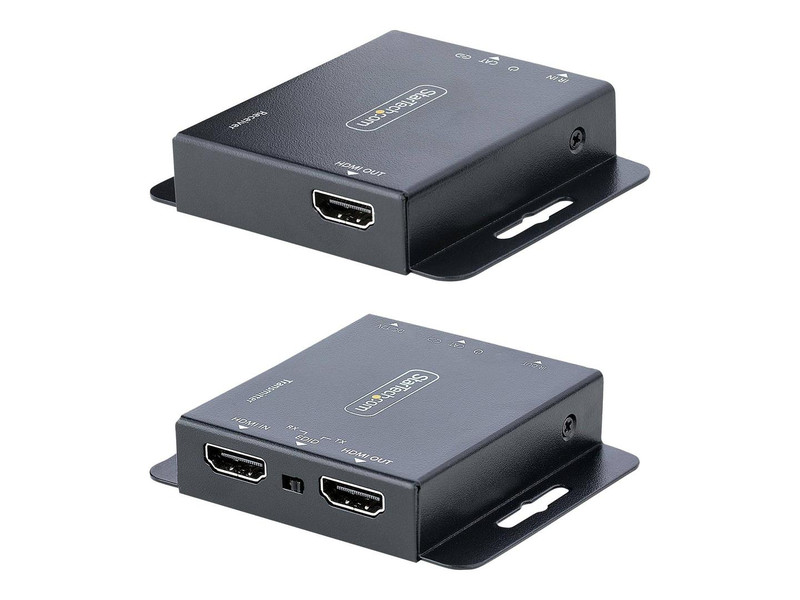 Startech.com HDMI extender over cat6/cat5, 4k 30hz/40m or 1080p 60hz/70m video extender, 4k HDMI over ethernet extender, poc HDMI transmitter and receiver kit, ir extension / local video output, , medium-null