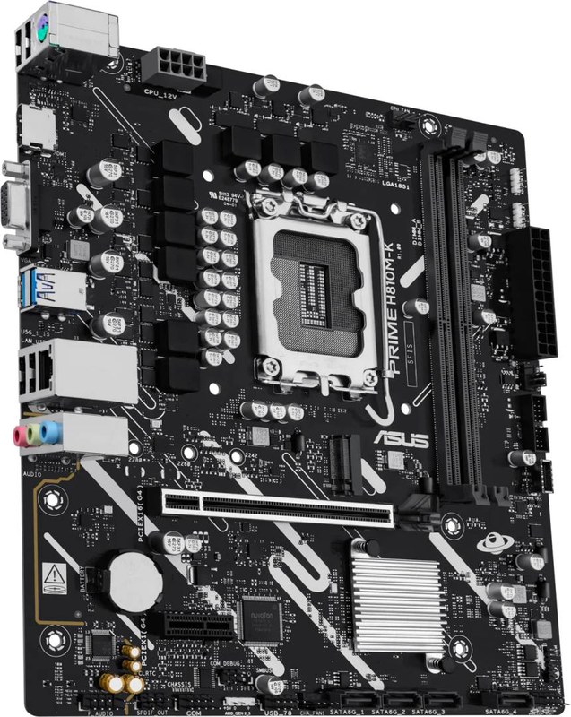 Asus prime h810m-k micro-atx motherboard lga 1851 intel h810 ddr5 pcie 4.0 m.2 HDMI vga gbe lan black-null