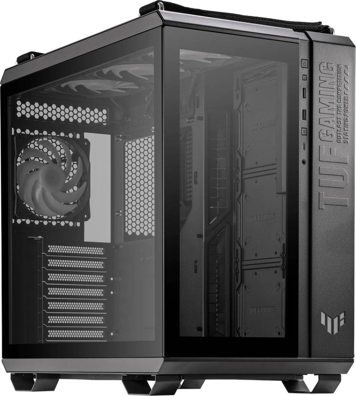Asus tuf gaming gt502 plus dual-chamber atx mid tower pc case tempered glass 360mm radiator USB-c argb hub black-null