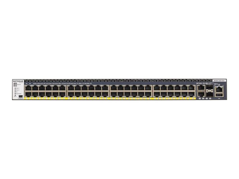 Netgear m4300-52g-poe+ 48-port gigabit poe+ l3 stackable managed switch 480w 4x 10g rackmount-null