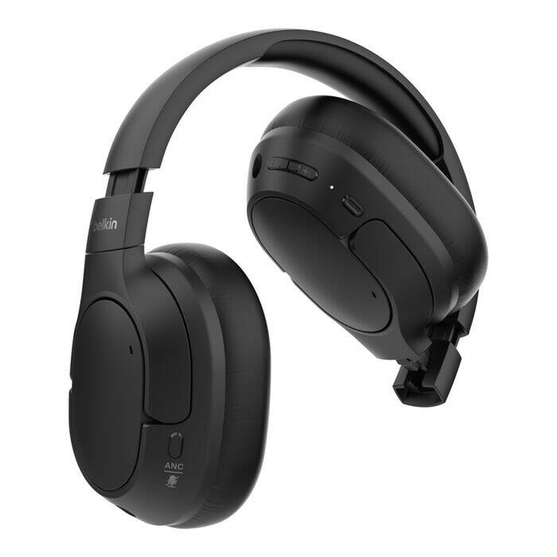 Belkin soundform isolate wireless over-ear anc headphones 40mm bluetooth 5.4 5 mics 60h multipoint black-null