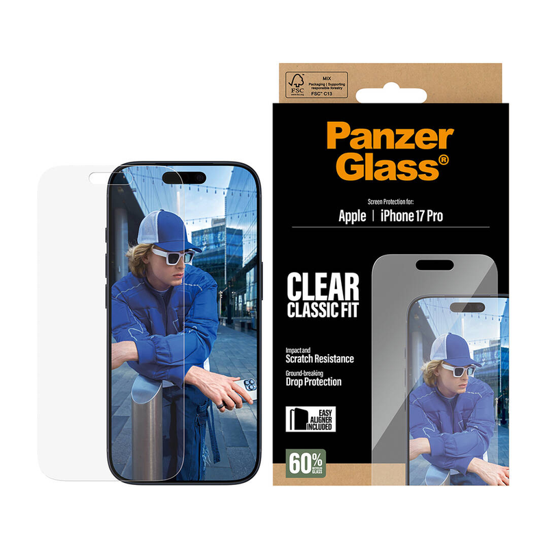 Panzerglass / screen protector for mobile phone / classic fit with easyaligner / glass / clear / for apple iPhone 17 pro, , medium-null