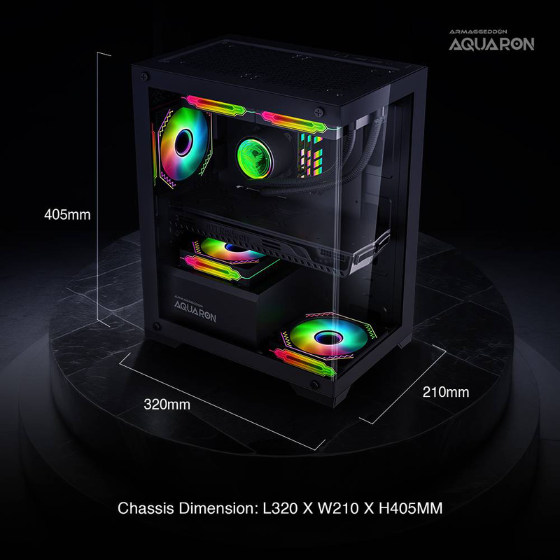 Armaggeddon aquaron micro atx gaming case black, , medium-null
