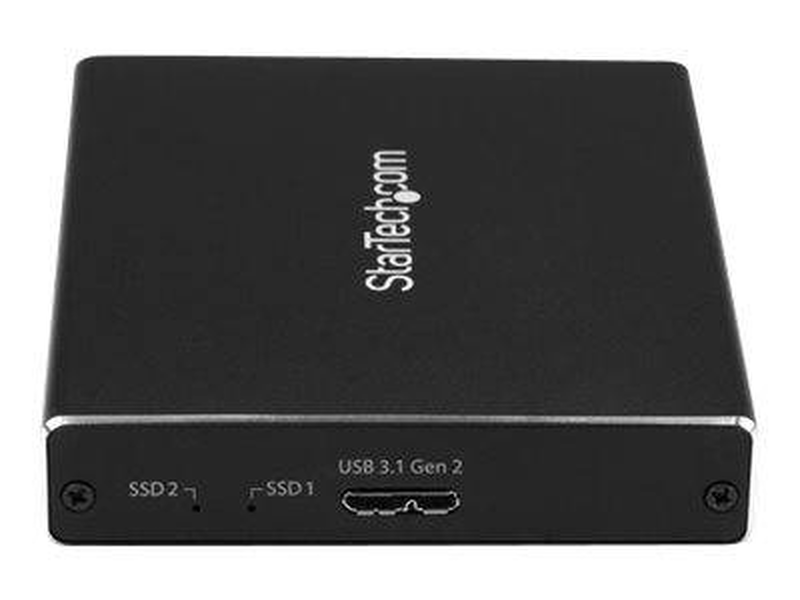 Startech.com dual-slot drive enclosure for m.2 ngff sata SSDs / USB 3.1 (10GBps) / raid / flash storage array / 2 bays / USB 3.1 (external), , medium-null