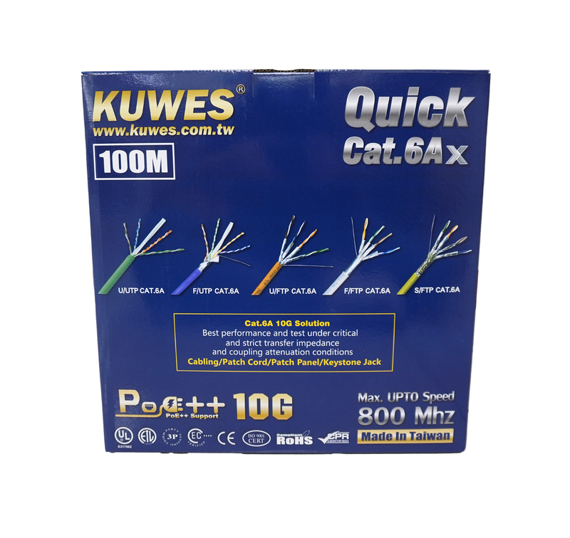 Kuwes cat6a utp pure copper indoor 100m grey, , medium-null