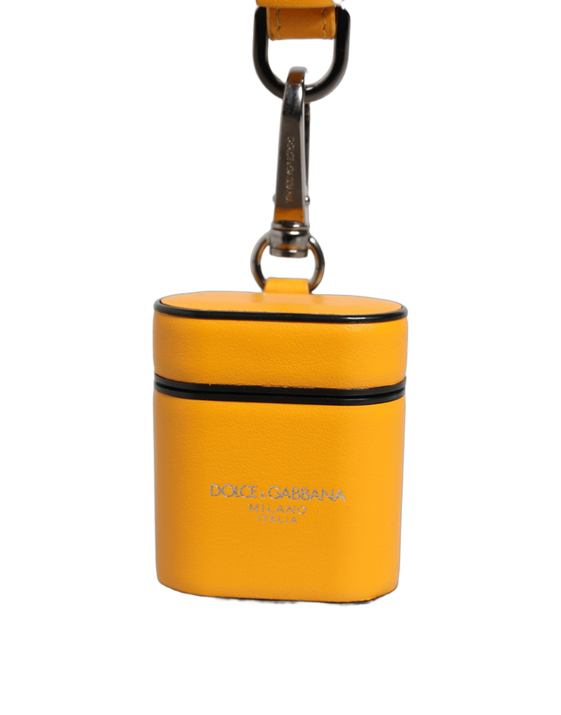 Case yellow calf leather logo flip holder strap AirPods-null