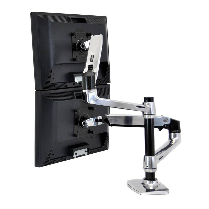 Ergotron lx dual stacking monitor arm 45-248-026 for 2 stacked screens up to 24" aluminium-null