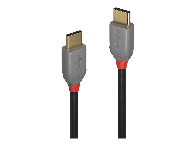 Lindy anthra line - USB cable - USB-c (m) to USB-c (m) - USB 2.0 - 50 cm - round - black-null