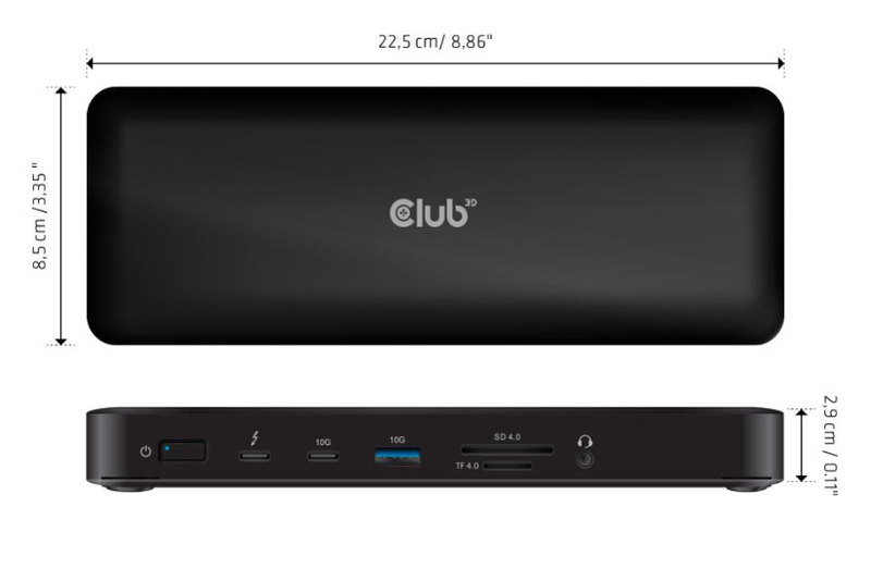 Club 3d csv-1583 thunderbolt 4 certified 16-in-1 docking station multi-display 8k30 dual 4k60 3x dp 2x HDMI 2.5GBe 96w-null