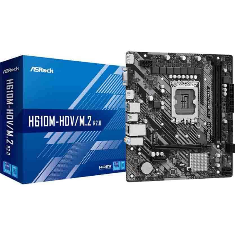 H610m-hdv/m.2 r2.0 ddr4 motherboard matx 1700 asrock, , medium-null