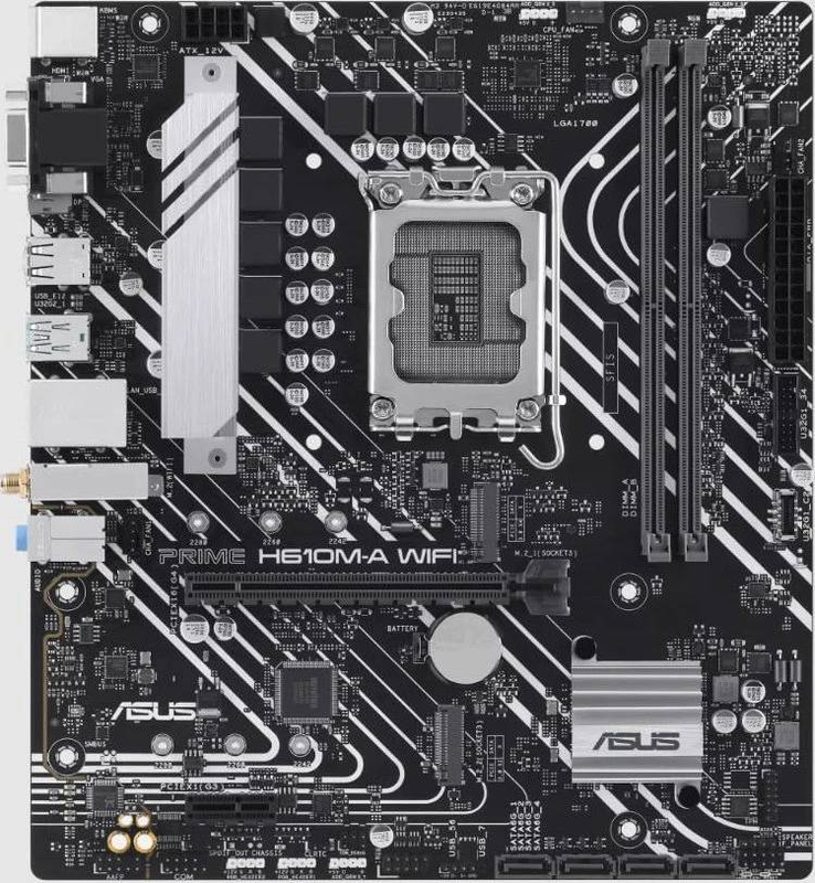 Asus prime h610m-a r2.0 micro-atx motherboard lga 1700 intel h610 ddr5 pcie 4.0 dual m.2 HDMI dp vga gbe black-null