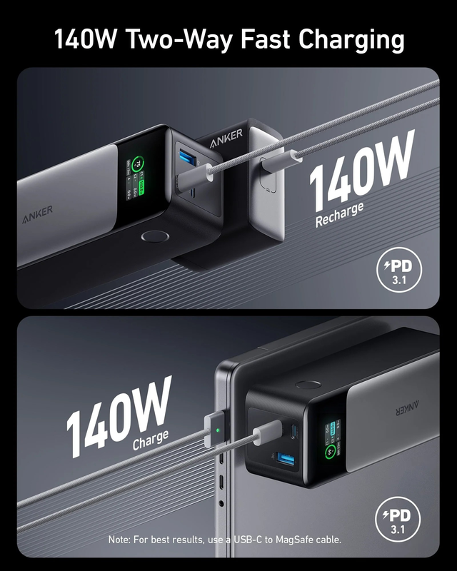 Anker 737 power bank (powercore 24K) and Anker 765 USB-C to USB-C cable, , medium-null