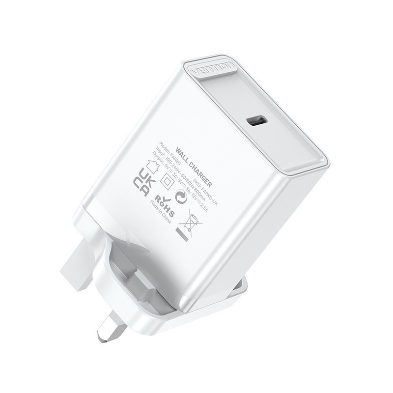 Vention charger wall 30w 1xUSBc uk plug white faiw0-uk, , medium-null